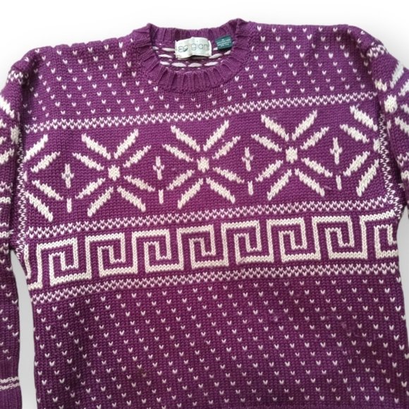 Giani vintage very thick 100% wool sweater made In Italy purple white - Picture 3 of 7